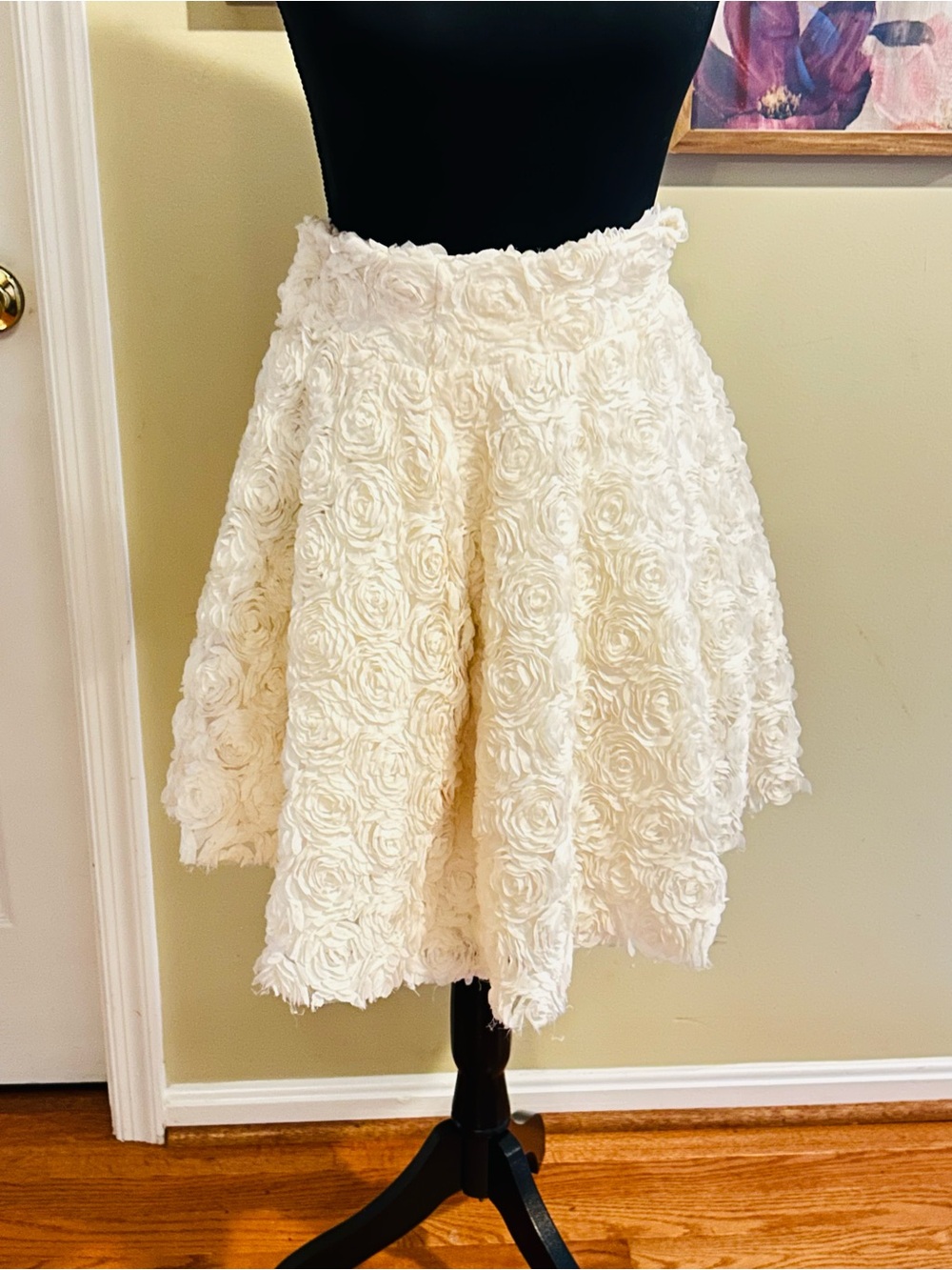 Boohoo Ivory Rosette Circle Skirt